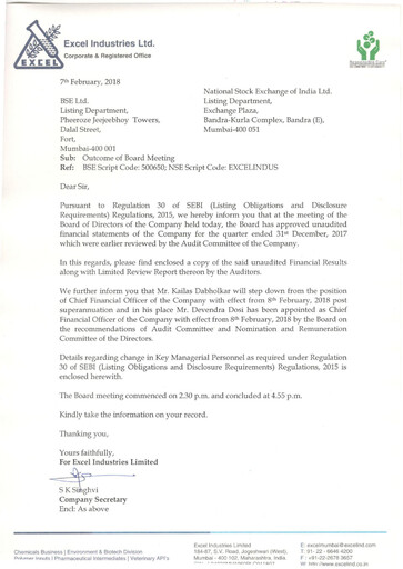 Miniature Excel Industries Rapport trimestriel 2017-q3