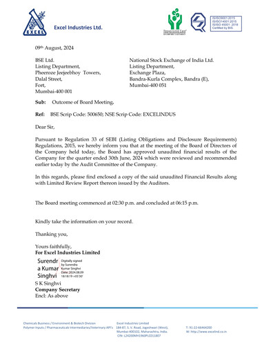 Miniature Excel Industries Rapport trimestriel 2024-q1