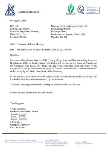 Miniature Excel Industries Rapport trimestriel 2025-q1