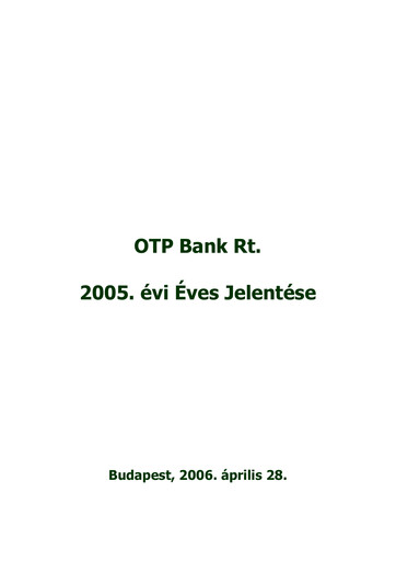 Thumbnail OTP Bank
 Annual Report 2005