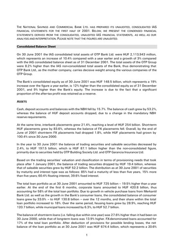 Thumbnail OTP Bank
 Half-year Report 2001-h1