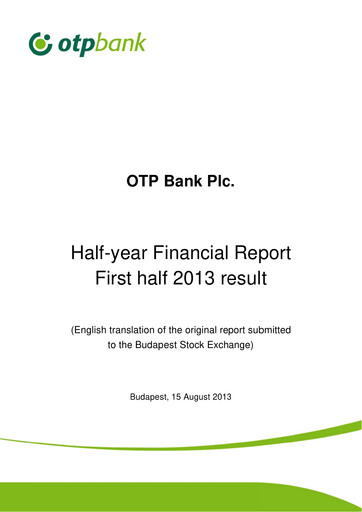 Thumbnail OTP Bank
 Half-year Report 2013-h1