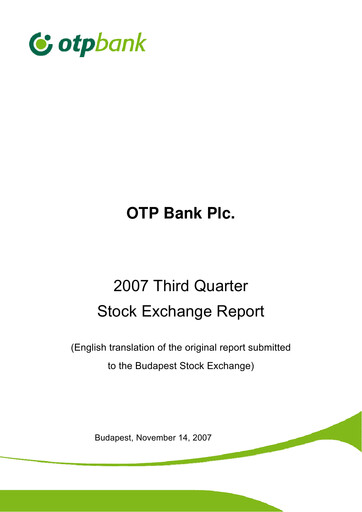 Thumbnail OTP Bank
 Quarterly Report 2007-q3