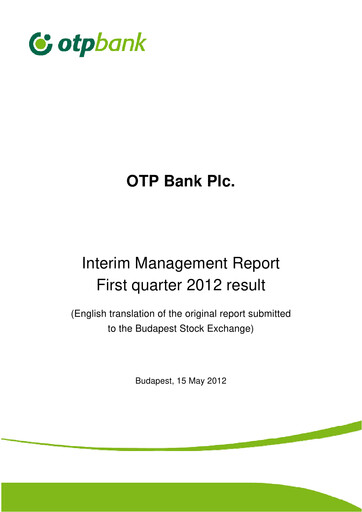 Thumbnail OTP Bank
 Quarterly Report 2012-q1
