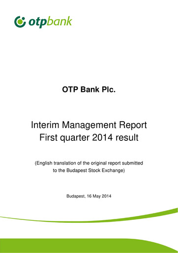 Thumbnail OTP Bank
 Quarterly Report 2014-q1