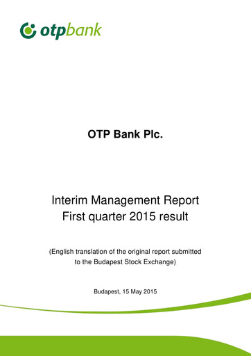 Thumbnail OTP Bank
 Quarterly Report 2015-q1
