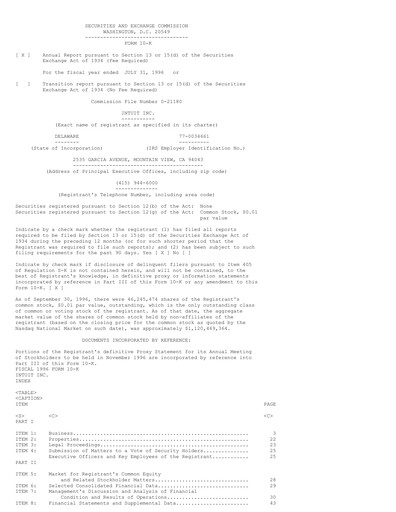 Thumbnail Intuit Annual Report 1996