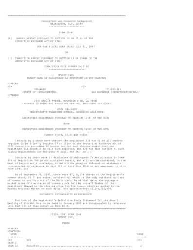 Thumbnail Intuit Annual Report 1997