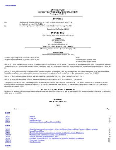 Thumbnail Intuit Annual Report 2005