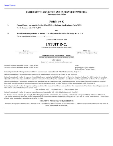 Thumbnail Intuit Annual Report 2006