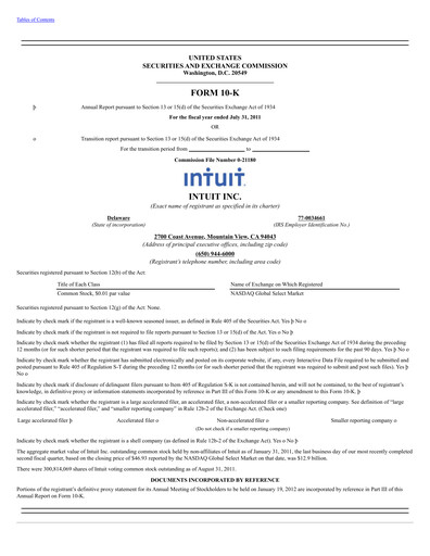 Thumbnail Intuit Annual Report 2011