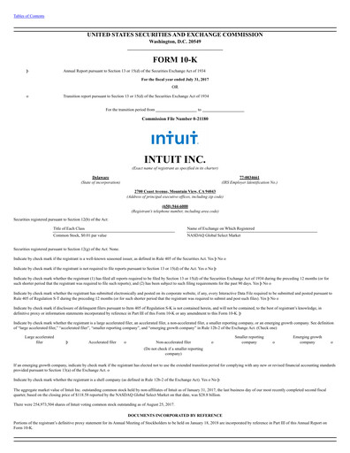 Thumbnail Intuit Annual Report 2017