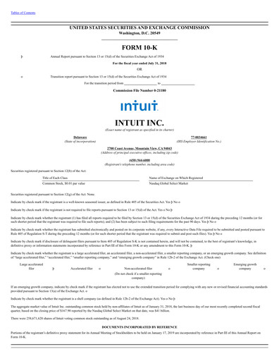 Thumbnail Intuit Annual Report 2018