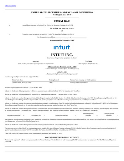 Thumbnail Intuit Annual Report 2019