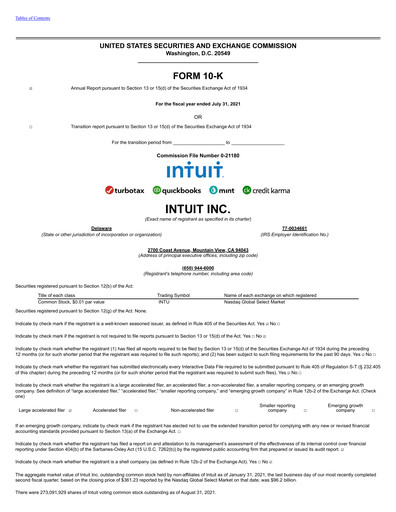 Thumbnail Intuit Annual Report 2021
