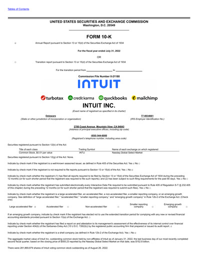 Thumbnail Intuit Annual Report 2022