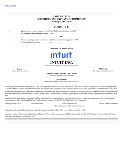 Thumbnail Intuit Quarterly Report 2014-q1