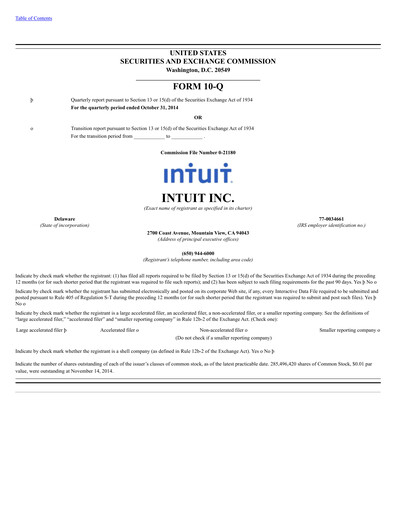 Thumbnail Intuit Quarterly Report 2015-q1