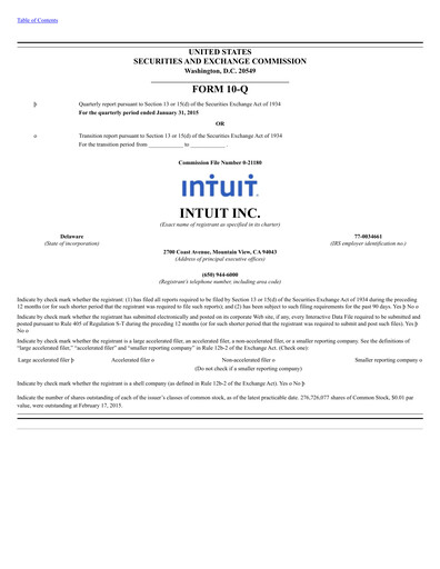 Thumbnail Intuit Quarterly Report 2015-q2