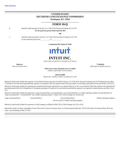 Thumbnail Intuit Quarterly Report 2016-q3