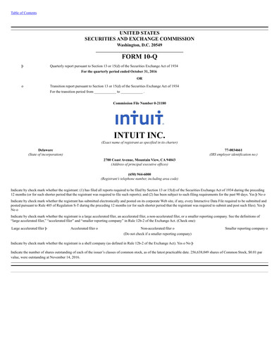 Thumbnail Intuit Quarterly Report 2017-q1