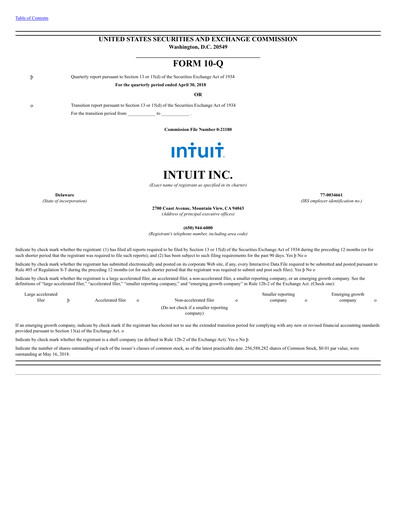 Thumbnail Intuit Quarterly Report 2018-q3