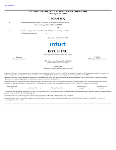 Thumbnail Intuit Quarterly Report 2019-q1