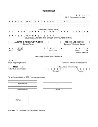 Thumbnail BDO Unibank Quarterly Report 2007-q3