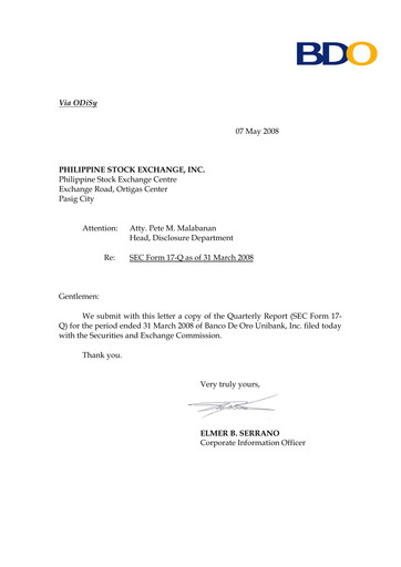 Thumbnail BDO Unibank Quarterly Report 2008-q1