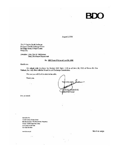 Thumbnail BDO Unibank Quarterly Report 2008-q2