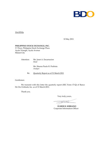 Thumbnail BDO Unibank Quarterly Report 2011-q1