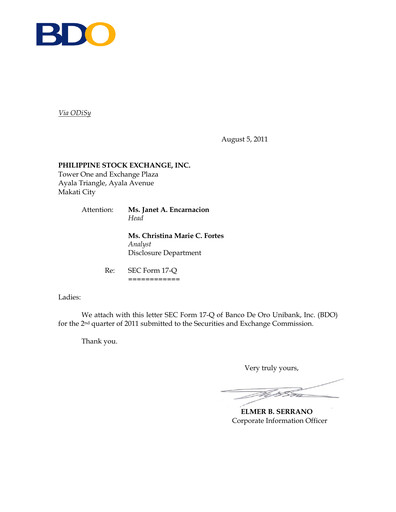 Thumbnail BDO Unibank Quarterly Report 2011-q2