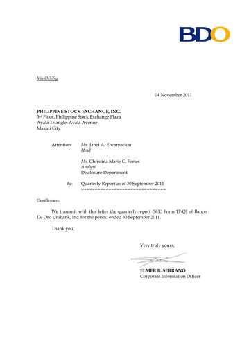 Thumbnail BDO Unibank Quarterly Report 2011-q3
