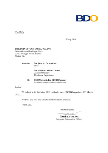 Thumbnail BDO Unibank Quarterly Report 2013-q1