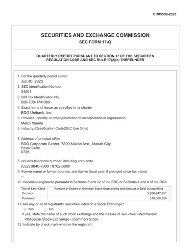 Thumbnail BDO Unibank Quarterly Report 2023-q2