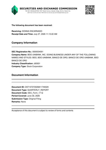 Thumbnail BDO Unibank Quarterly Report 2026-q2