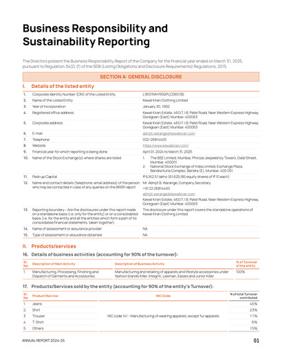 Vorschaubild Kewal Kiran Clothing
 ESG-Bericht 2024-2025