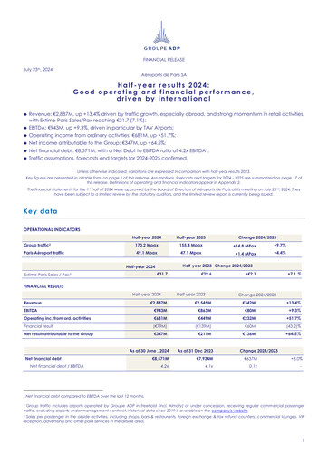 Thumbnail Aéroports de Paris Half-year Report 2024-h1