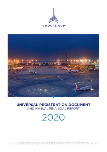 Thumbnail Aéroports de Paris Universal Registration Document 2020