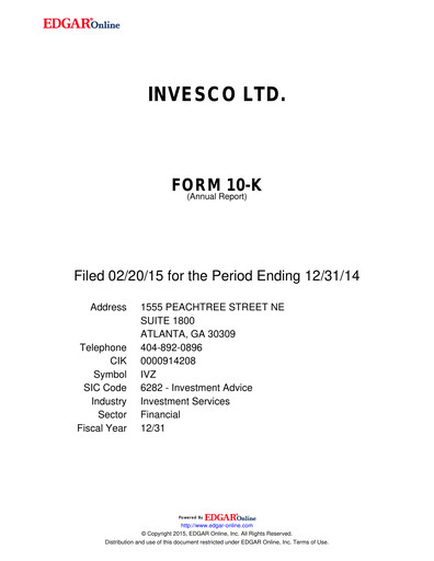 Thumbnail Invesco
 Annual Report 2014