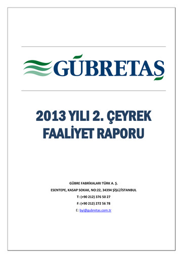 Thumbnail GÜBRETAŞ Half-year Report 2013-h1