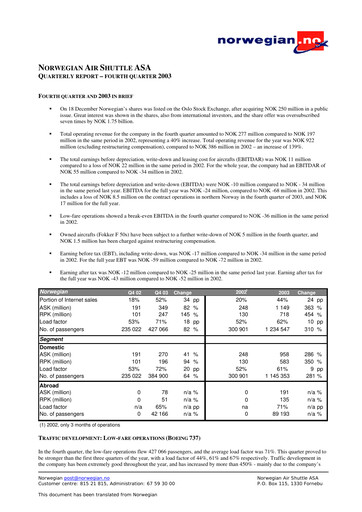 Thumbnail Norwegian Air Shuttle
 Quarterly Report 2003-q4