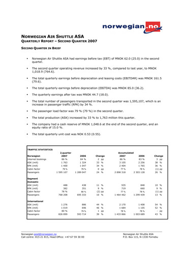 Thumbnail Norwegian Air Shuttle
 Quarterly Report 2007-q2