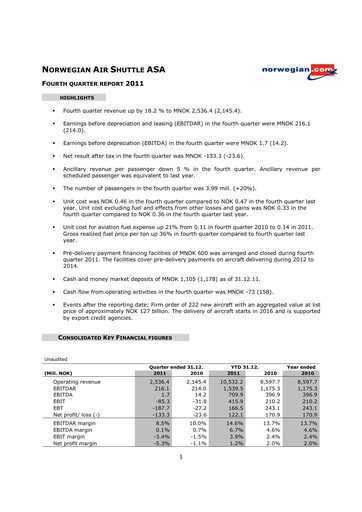 Thumbnail Norwegian Air Shuttle
 Quarterly Report 2011-q4