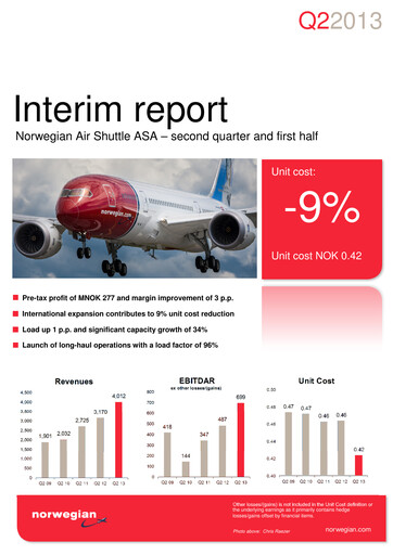 Thumbnail Norwegian Air Shuttle
 Quarterly Report 2013-q2