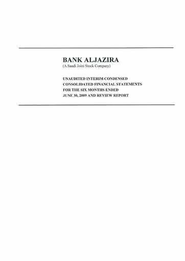 Thumbnail Bank AlJazira Financial Statement 2009-h1