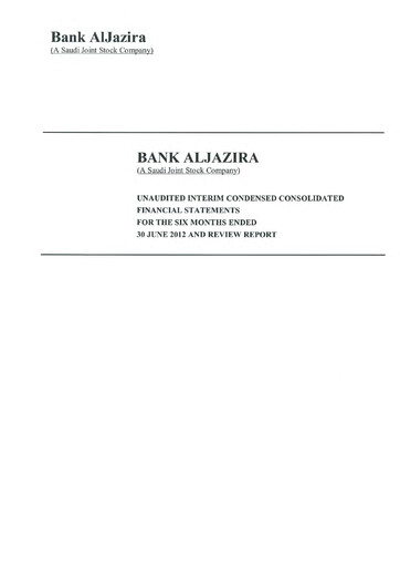 Thumbnail Bank AlJazira Financial Statement 2012-h1