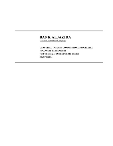 Thumbnail Bank AlJazira Financial Statement 2014-h1