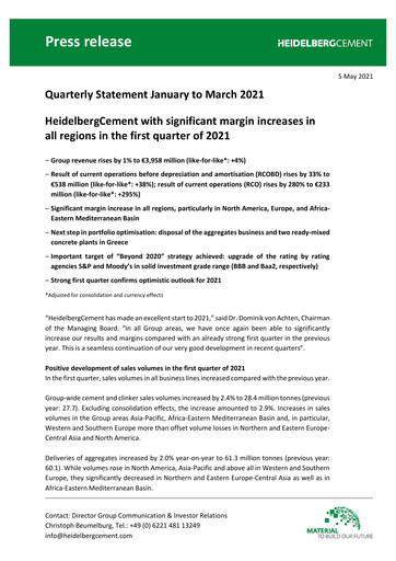 Thumbnail HeidelbergCement Quarterly Report 2021-q1