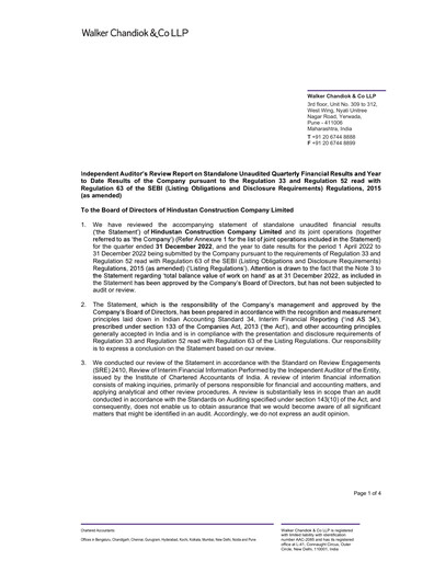 Thumbnail Hindustan Construction Company
 Quarterly Report 2022-q3